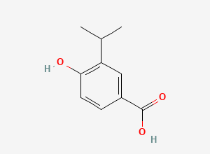 Two-dimensional chemical structure of Benzoic acid, 4-hydroxy-3-(1-methylethyl), CAS 859034-02-9