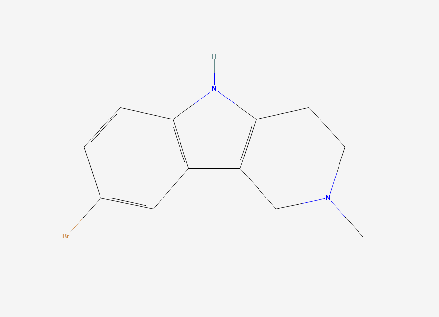 Two-dimensional chemical structure of 8-Bromo-2,3,4,5-tetrahydro-2-methyl-1H-pyrido(4,3-b)indole