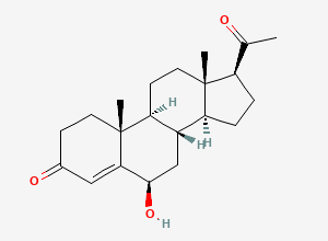 Two-dimensional chemical structure of 6-beta-Hydroxy Progesterone, CAS 604-19-3