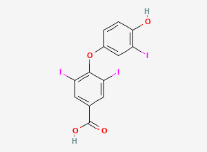 Two-dimensional chemical structure of 4-(4-Hydroxy-3-iodo-phenoxy)-3,5-diiodo-benzoic acid, CAS 4618-45-5