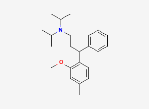 Two-dimensional chemical structure of 3-(2-methoxy-4-methylphenyl)-3-phenyl-N,N-di(propan-2-yl)propan-1-amine