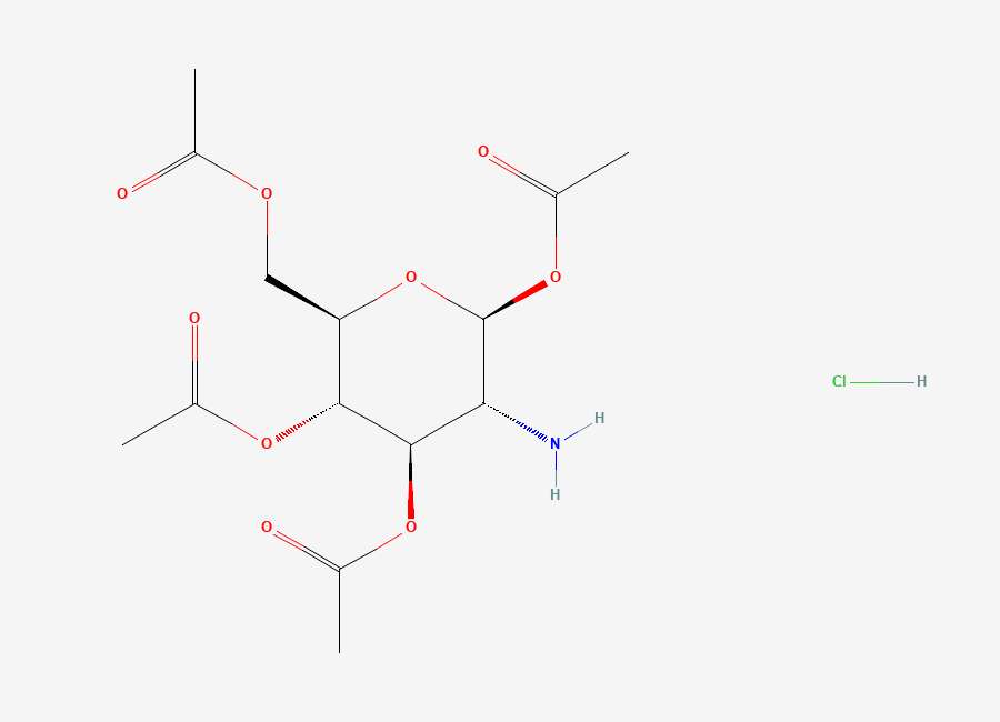 Two-dimensional chemical structure of beta-D-Glucopyranose, 2-amino-2-deoxy-, 1,3,4,6-tetraacetate, hydrochloride (1:1)