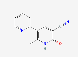 Two-dimensional chemical structure of 2'-Methyl-6'-oxo-1',6'-dihydro-[2,3'-bipyridine]-5'-carbonitrile, CAS 106637-42-7