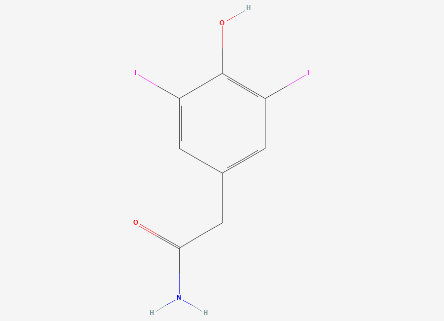 Two-dimensional chemical structure of 2-(4-Hydroxy-3,5-diiodophenyl)acetamide