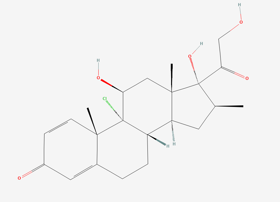 Two-dimensional chemical structure of Beclomethasone, CAS 4419-39-0