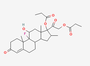 Two-dimensional chemical structure of Betamethasone Dipropionate EP Impurity I / 1,2-Dihydro Betamethasone Dipropionate, CAS 80163-83-3