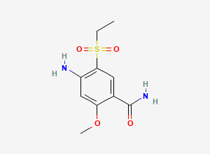 Two-dimensional chemical structure of 4-Amino-5-(ethylsulfonyl)-2-methoxybenzamide, CAS 1340546-20-4