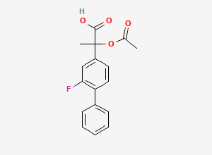 Two-dimensional chemical structure of 2-Acetoxy-2-(2-fluoro-4-biphenylyl)propionic acid