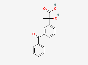 Two-dimensional chemical structure of 2-(3-benzoylphenyl)-2-hydroxypropanoic acid