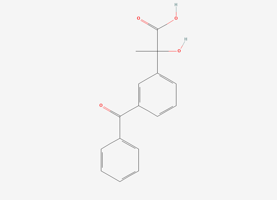 Two-dimensional chemical structure of 2-(3-benzoylphenyl)-2-hydroxypropanoic acid