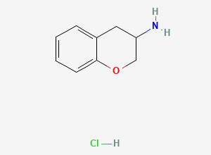 Two-dimensional chemical structure of 3,4-dihydro-2H-1-benzopyran-3-amine hydrochloride