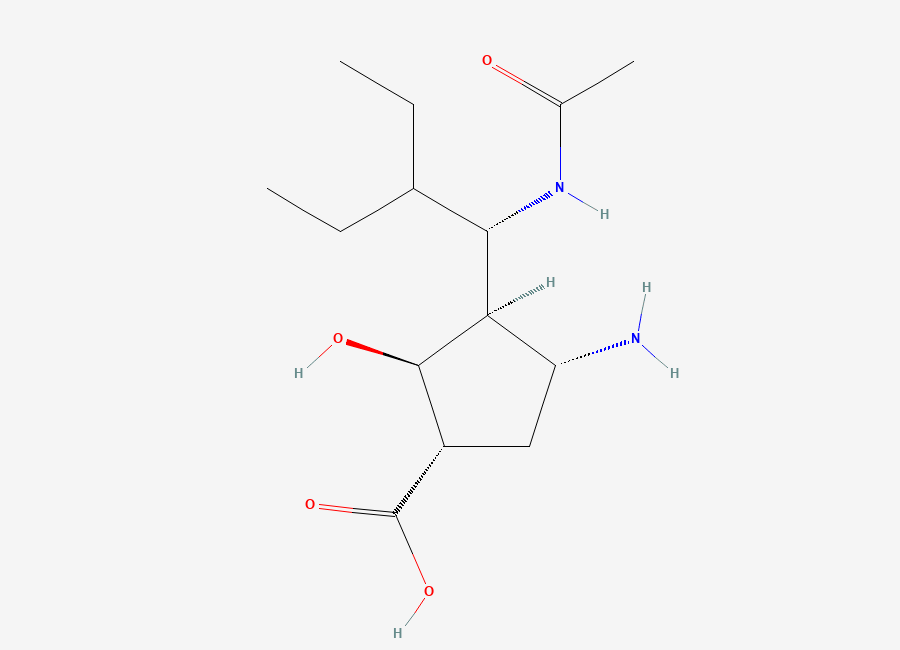 Two-dimensional chemical structure of De-guanidine Peramivir, CAS 229614-37-3