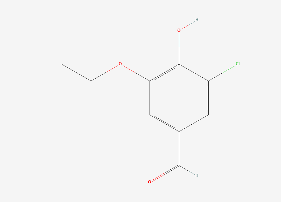 Two-dimensional chemical structure of 3-Chloro-5-ethoxy-4-hydroxybenzaldehyde