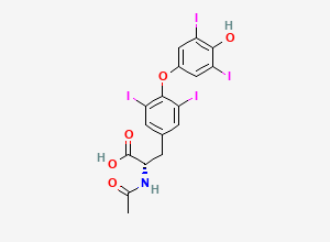 Two-dimensional chemical structure of Levothyroxine N-Acetyl Impurity / N-Acetyl-T4, CAS 26041-51-0