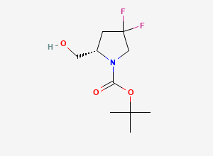 Two-dimensional chemical structure of tert-Butyl (2S)-4,4-difluoro-2-(hydroxymethyl)pyrrolidine-1-carboxylate