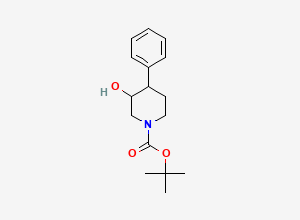 Two-dimensional chemical structure of Tert-butyl 3-hydroxy-4-phenylpiperidine-1-carboxylate