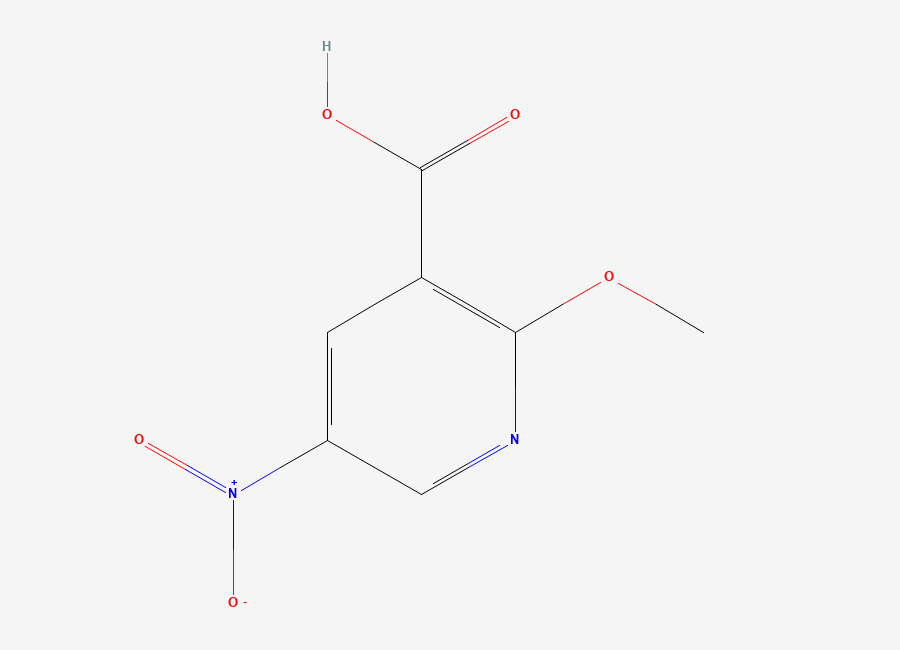 Two-dimensional chemical structure of 2-Methoxy-5-nitro-nicotinic acid