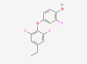 Two-dimensional chemical structure of 4-(4-Ethyl-2,6-diiodophenoxy)-2-iodophenol, CAS 176258-87-0