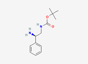 Two-dimensional chemical structure of tert-butyl N-((2R)-2-amino-2-phenylethyl)carbamate