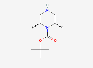 Two-dimensional chemical structure of tert-Butyl (2R,6S)-2,6-dimethylpiperazine-1-carboxylate