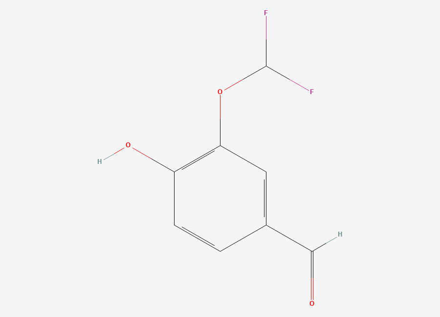 Two-dimensional chemical structure of 3-(Difluoromethoxy)-4-hydroxybenzaldehyde