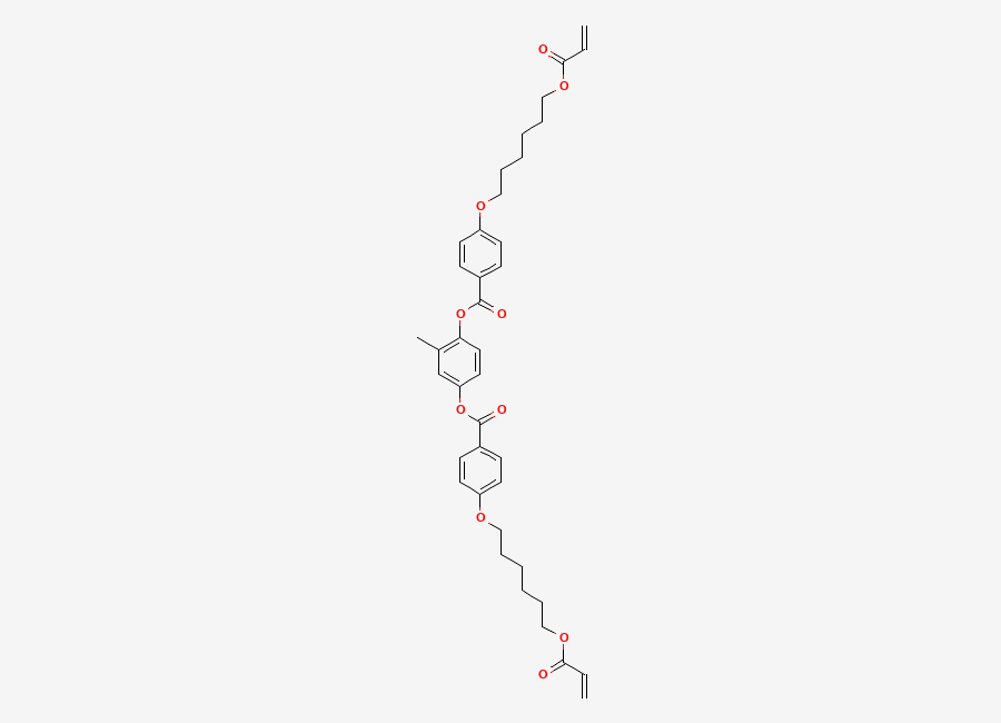Two-dimensional chemical structure of 2-Methyl-1,4-phenylene bis(4-((6-(acryloyloxy)hexyl)oxy)benzoate)