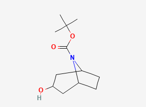 Two-dimensional chemical structure of tert-Butyl 3-hydroxy-8-azabicyclo(3.2.1)octane-8-carboxylate