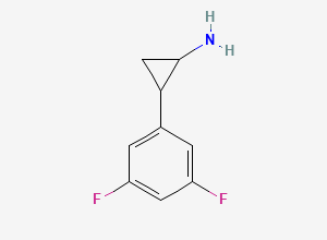 Two-dimensional chemical structure of 2-(3,5-Difluorophenyl)cyclopropan-1-amine, CAS 1511636-19-3