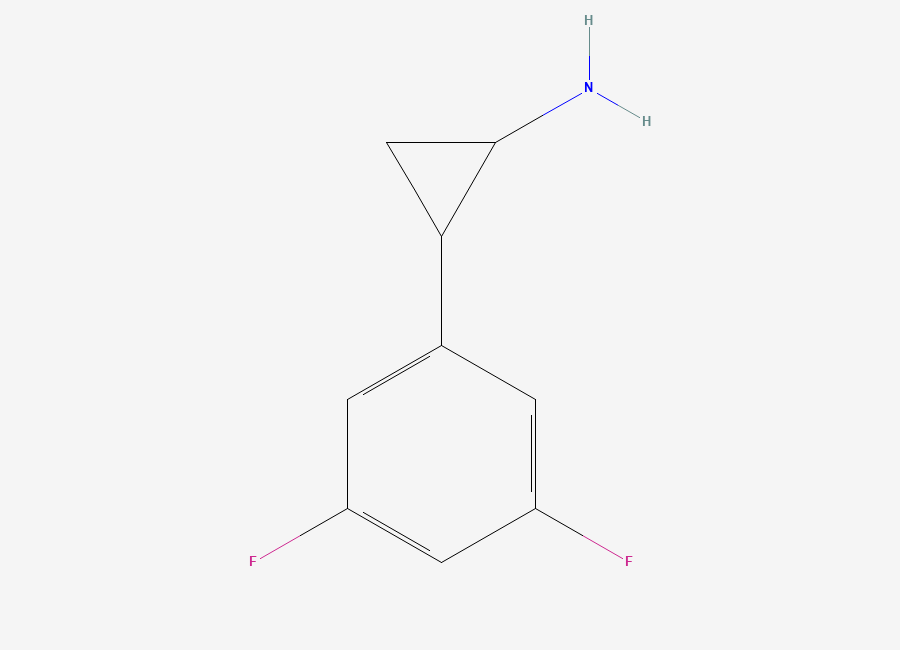 Two-dimensional chemical structure of 2-(3,5-Difluorophenyl)cyclopropan-1-amine, CAS 1511636-19-3