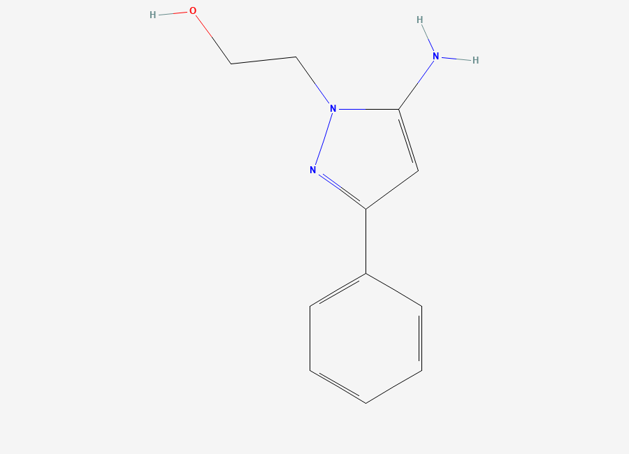 Two-dimensional chemical structure of 2-(5-amino-3-phenyl-1H-pyrazol-1-yl)ethan-1-ol