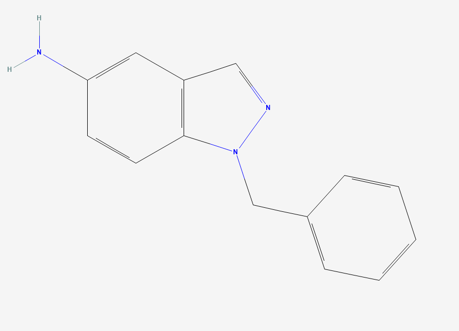 Two-dimensional chemical structure of 1-(Phenylmethyl)-1H-indazol-5-amine