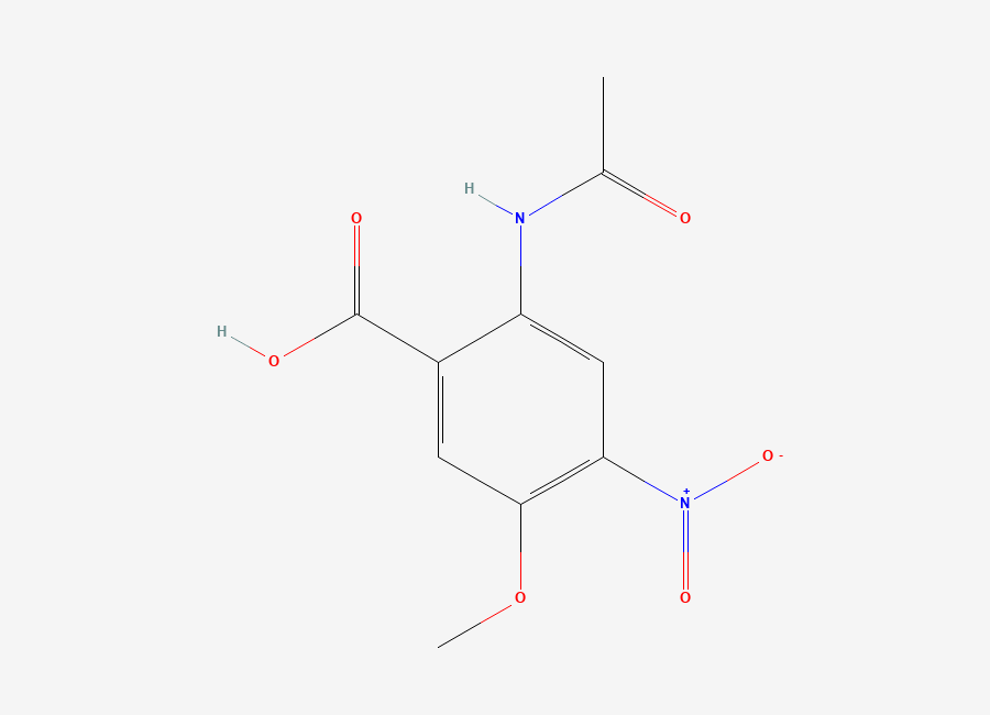 Two-dimensional chemical structure of 2-Acetamido-5-methoxy-4-nitrobenzoic acid