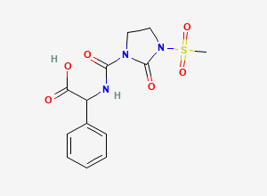 Two-dimensional chemical structure of 2-[(3-Methylsulfonyl-2-oxoimidazolidine-1-carbonyl)amino]-2-phenylacetic acid