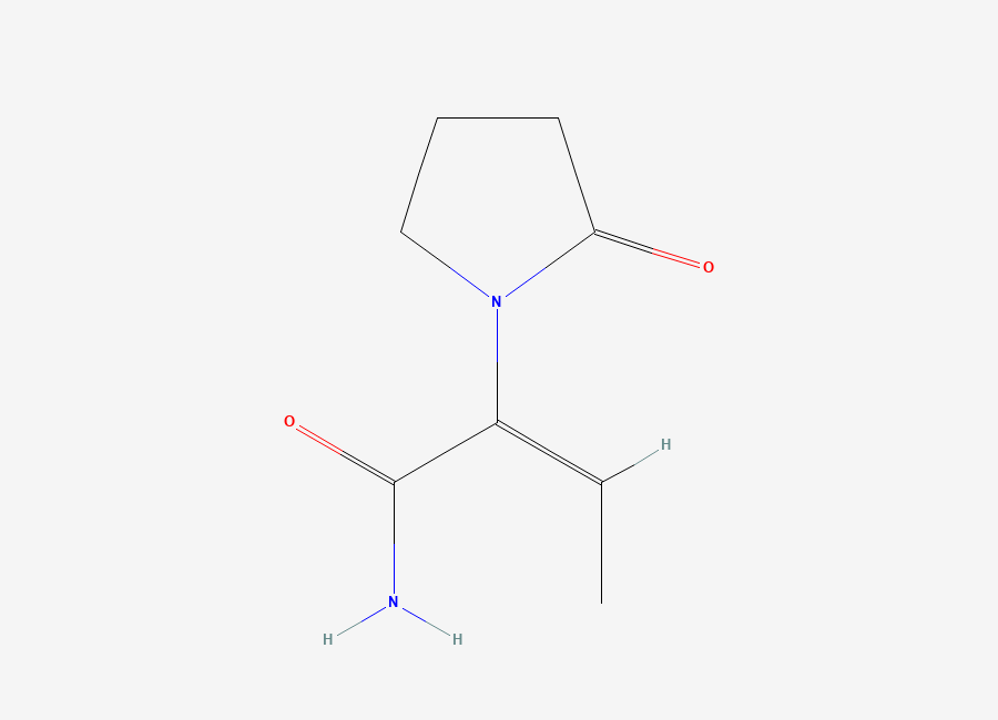 Two-dimensional chemical structure of (E)-2-(2-oxopyrrolidin-1-yl)but-2-enamide
