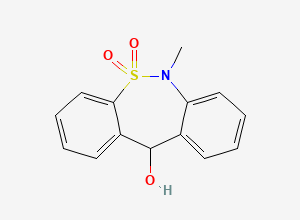 Two-dimensional chemical structure of Dibenzo(c,f)(1,2)thiazepin-11-ol, 6,11-dihydro-6-methyl-, 5,5-dioxide