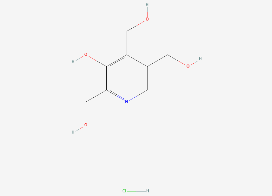Two-dimensional chemical structure of 2,4,5-tris(hydroxymethyl)pyridin-3-ol;hydrochloride
