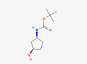 Two-dimensional chemical structure of 1,1-Dimethylethyl N-((1S,3R)-3-hydroxycyclopentyl)carbamate