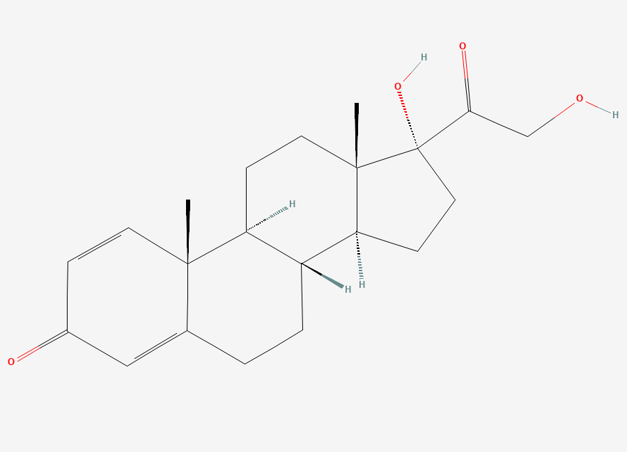 Two-dimensional chemical structure of Prednisolone EP Impurity J / 11-Deoxy Prednisolone, CAS 1807-14-3