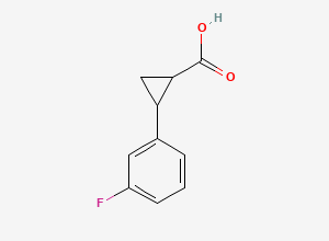 Two-dimensional chemical structure of 2-(3-Fluorophenyl)cyclopropanecarboxylic acid