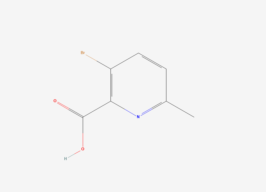 Two-dimensional chemical structure of 3-Bromo-6-methylpyridine-2-carboxylic acid