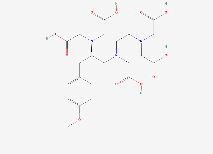 Two-dimensional chemical structure of N-((2S)-2-(Bis(carboxymethyl)amino)-3-(4-ethoxyphenyl)propyl)-N-(2-(bis(carboxymethyl)amino)ethyl)glycine