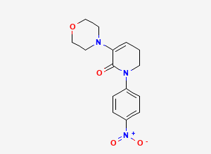 Two-dimensional chemical structure of 3-(Morpholinyl)-N-(4-nitrophenyl)-5,6-dihydropyridin-2-one, CAS 503615-03-0