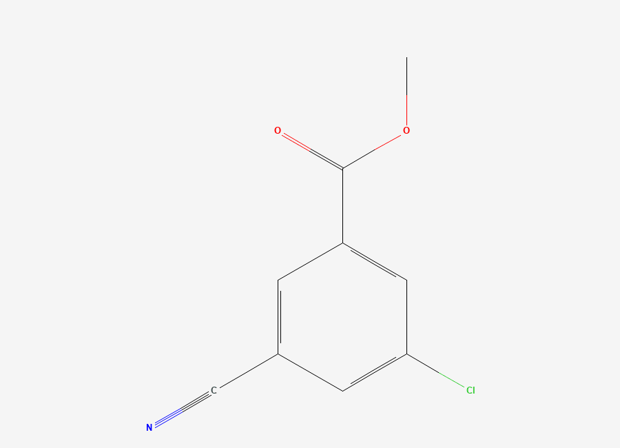 Two-dimensional chemical structure of Benzoic acid, 3-chloro-5-cyano-, methyl ester
