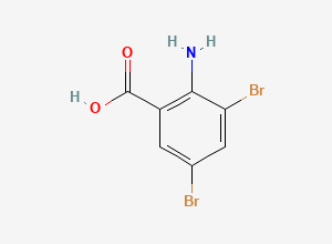 Two-dimensional chemical structure of Ambroxol Acid/ Ambroxol Acid Metabolite/ 3,5-Dibromoanthranilic acid /Bromhexine Acid, CAS 609-85-8