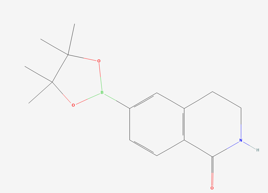 Two-dimensional chemical structure of 6-(Tetramethyl-1,3,2-dioxaborolan-2-yl)-1,2,3,4-tetrahydroisoquinolin-1-one