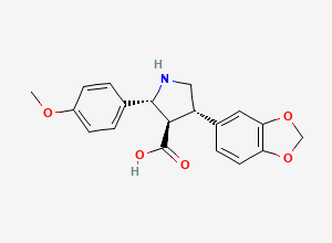 Two-dimensional chemical structure of (2R,3R,4S)-4-(Benzo[d][1,3]dioxol-5-yl)-2-(4-methoxyphenyl)pyrrolidine-3-carboxylic Acid