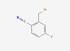 Two-dimensional chemical structure of 2-(Bromomethyl)-4-fluorobenzonitrile, CAS 421552-12-7