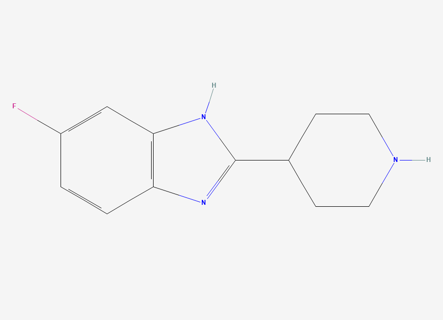 Two-dimensional chemical structure of 6-Fluoro-2-(piperidin-4-yl)-1H-benzimidazole