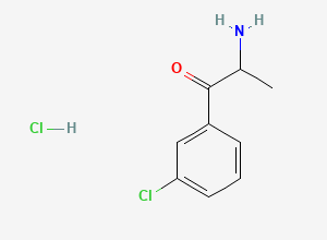Two-dimensional chemical structure of 2-Amino-1-(3-chlorophenyl)-1-propanone Hydrochloride