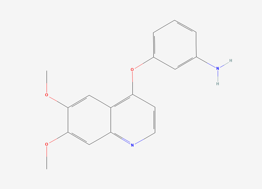 Two-dimensional chemical structure of 3-((6,7-Dimethoxyquinolin-4-yl)oxy)aniline